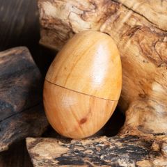 〔Lサイズ 約8.5cm〕木目が綺麗なドットペイント 木製エッグシェイカー｜ころんと可愛い卵型マラカス・バリ島のナチュラ