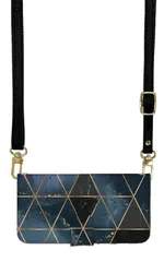 iPhone14Pro ケース 手帳型 アイフォン14 プロ スマホケース スマホショルダー レザー ストラップ 大理石 マーブル 幾何学模様 おしゃれ 派手 調節可能 130cm  カラー08