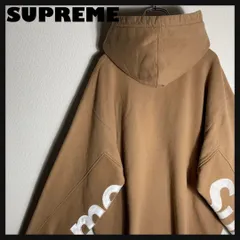 SUPREME プルオーバーパーカー 刺繍ロゴ 茶 L