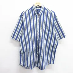 XL/古着 ノーティカ 半袖 ブランド シャツ メンズ 90s ワンポイントロゴ 大きいサイズ ロング丈 コットン ボタンダウン 紺他 ネイビー スト