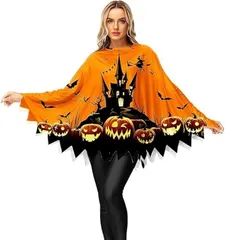 ハロウィン マント 大人用 かぼちゃ ポンチョ蜘蛛 幽霊 お化け ケープ コスプレ 魔女 巫女 ウィッチ 仮装 レディース メンズ 男女兼用 xzzhang687