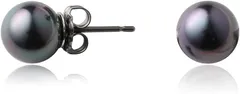 aniva・organic(アニバ・オーガニック) 人工真珠の高級品 ナチュラルな質感 匠の技 パールピアス 金属アレルギー対応 冠婚葬祭 本真珠にも劣らない美しい輝き チタン( ［01-03］ ［ブラック］ ［ピアス］,  ［02］ 8mm珠)