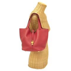 エルメス HERMES ピコタン ロック MM 22 トリヨンクレマンス (レザー) GD金具 C刻印 2018年 ハンドバッグ 手提げかばん トートバッグ ルージュアッシュ (レッド) 正規品 中古 mbl18001