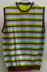高級コットン使用ニット　イタリア製コットンベスト　イタリアブランド「Alteaアルテア」　カラフルボーダー柄　色違い有り　サイズ違い有り