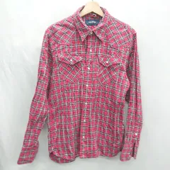◇ ⊇ BACK NUMBER バックナンバー チェック 長袖 シャツ サイズL レッド系 メンズ E  【1502060022873】