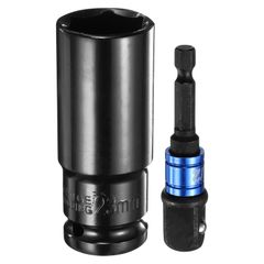 uxcell インパクトソケット 23 mmメトリックソケット ディープ6角 差込角1/2インチドライブ 78mm長さ 1/4インチ六角軸アダプター付き 電動手動兼用 CR-Vスチール アダプターアクセサリーツールセットキット ヘックスボルトナット用