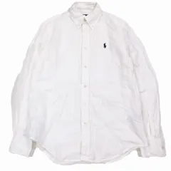 RALPH LAUREN ラルフローレン リネン シャツ ボタンダウン 長袖 ワンポイント ロゴ刺繍 XS ホワイト メンズ レディース 【中古】