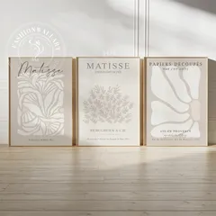 アートポスター マティス切り絵コレクション ベージュ モダンアート 3枚セット 北欧風 インテリア 壁掛け アンティーク調 ギャラリー風 アート プリント