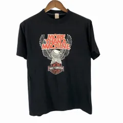 70年代 USA製 Velva Sheen ハーレーダビッドソン プリント 半袖Ｔシャツ アメカジ  シングルステッチ ブラック (メンズ L) 中古 古着 O9678