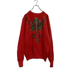 FRUIT OF THE LOOM プリントスウェット トレーナー L レッド フルーツオブザルーム カナダ製 90's 裏起毛 古着卸 アメリカ仕入 a607-5933