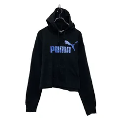 PUMA プリント スウェット パーカー プーマ XL ブラック ビックサイズ 古着卸 アメリカ仕入 a606-5673