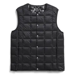 タイオン ダウン ベスト メンズ 体温 ベーシック クルーネックボタン インナーダウンベスト 定番無地 TAION-004 ライトダウンベスト ブラック