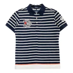 サイズ：3 PEARLY GATES パーリーゲイツ  半袖ポロシャツ ボーダー柄 ネイビー系 [240101303829]# ゴルフウェア メンズ ストスト