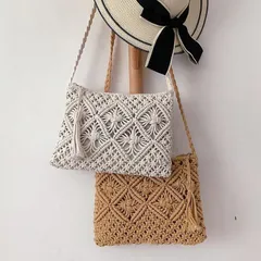 バッグ レディース きれいめ ケーブル編みバッグ 夏用 韓国風 かばん ビーチ バッグ ショルダーバッグ シンプル オシャレ 可愛い 小さい 2