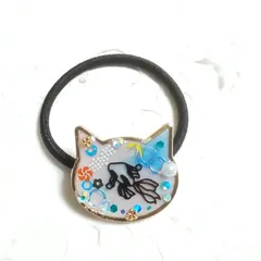 猫と金魚の和風ヘアゴム