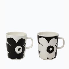 Oiva / Juhla Unikko マグカップセット　ブラック×ホワイト