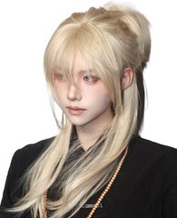新品　ロング レイヤーカット ゴールド 男女兼用 自然 軽量 夏 バレない 人気 かつら フルウィッグ Limakaraウィッグ コスプレ wig 通気 原宿 イメチェン ふわふわ 耐熱 小顔効果 ネット/櫛付き 金髪