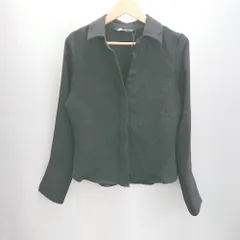 ◇ Θ ZARA ザラ スキッパーシャツ 長袖 シャツ ブラウス サイズ S ブラック レディース E  【1502030046175】