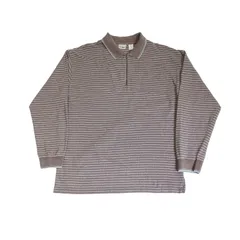 【最終値下げ SALE】L.L.Bean エルエルビーン ハーフジップ ボーダー ポロシャツ 長袖 ブラウン系 L B202507