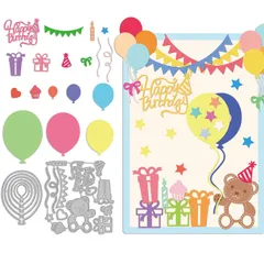 【在庫処分】バルーンダイカット お誕生日メタル カッティングダイ カード作成用のダイカット 19個 DIY スクラップブック INFUNLY アルバム カード用