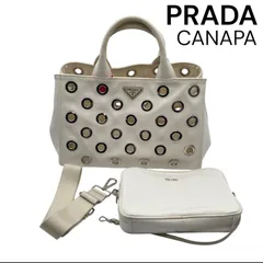 プラダ PRADA カナパ CANAPA トートバッグ ショルダーバッグ グロメット デニム キャンバス レディース 5D932