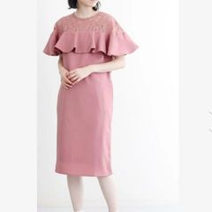 Merlotplus3色ML結婚式披露宴二次会ドレスデコルテレース切り替えワンピ