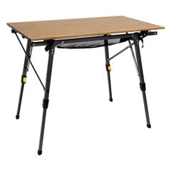 折りたたみ アウトドアテーブル 高さ調節 耐荷重30kg アルミ Ridge ロールテーブル 収納袋付き コンパクト キャンプ用 Timber 90L*53W*45-70Hcm 重量4.2kg 木色