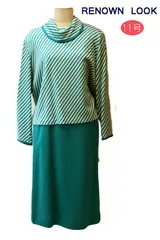 昭和レトロ　ビンテージ　ツーピース　セットアップ ブルー　11号　レナウン