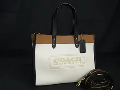 ■美品■ COACH コーチ C0777 フィールド トート 30 レザー 2WAY ハンドバッグ ショルダー アイボリー系×ブラウン系 FB2620