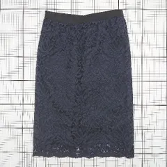 ◇ ⊂ スピック＆スパン 透け柄 膝丈 タイト スカート サイズ36 ネイビー系 レディース E  【1508200024233】