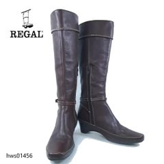 REGAL ロングブーツ ウエッジソール サイドジップ 24cm ブラウン hws01456 リーガル レディース
