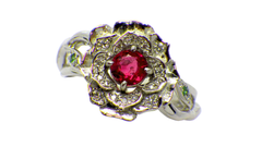 ルビー ダイヤモンド　グリーングロッシュラーガーネットリング Pt900 7.14g 13号 カード鑑別付　Jewelry Ruby0.58ct Dia0.10ct Garnet0.016ct Ring