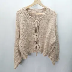 ■ one after another NICE CLAUP 長袖 ニットカーディガン サイズF ピンクベージュ レディース E  【1406180107802】