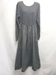 ◇ ⊇ antiqua アンティカ 異素材 ドッキング 長袖 ロング丈 ワンピース サイズF ブラック系 レディース E  【1507230014634】