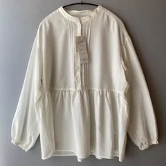 〔美品 送料無料！〕 JURIAE ジュリア グレージュ ノーカラー ダウン ジャケット LL 13号 ( ゆったり 大きいサイズ クローバー アウター )