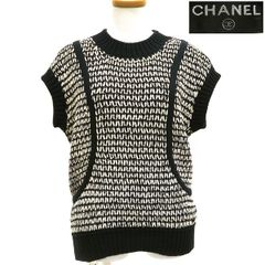 chanel ニット ベスト ノースリーブ ロゴ プレート CHANEL ニット ベスト 12A P51173 K06569 ネイビー ノースリーブ