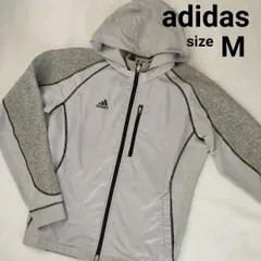 adidas　アディダス　ナイロン　ジャンパー　ジャケット　裏起毛　ゴルフウェア　フード取り外し可能　グレー　Ｍ