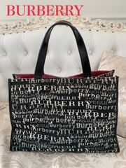 (人気)　BURBERRY バーバリー ロゴ トートバッグ　黒