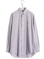 【お得なクーポン配布中!】 90s ラルフローレン チェック 長袖 ボタンダウン シャツ メンズ L 程/ オールド ポロ 大きいサイズ ワイシャツ オックスフォード コットン