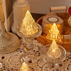 【迅速発送】クリスマス用ライト 飾りライト クリスマスツリー型ライト LED イルミネーション 卓上 クリスマス置物 水晶飾り 電池付き 光る 置物 電飾 室内 インテリア プレゼント 撮影 おしゃれ かわいい ミニ クリスタル クリスマスツリー仕様