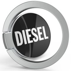 【人気商品】DIESEL スマホリング 携帯リング ブランド ロゴ ブラック 黒 （ ディーゼル ユニバーサルサイズ ブラック/ホワイト ラージロゴ）