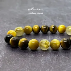 金運を引き寄せて富を築く ルチルクォーツ×金虎目石 ブレスレット