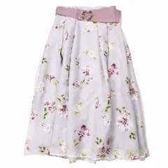 未使用品 LAISSE PASSE レッセパッセ フラワープリント 花柄 フレアスカート ベルト付き サイズ34 XS ピンク レディース 【中古】