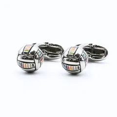 新品 ポールスミス カフス メンズ カフリンクス カフスボタン アーティスト ストライプ フットボール シルバー CUFF/JBALL 96のサムネイル