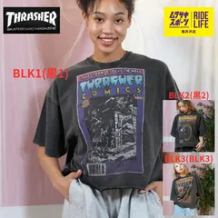 THRASHER スラッシャー ビックシルエット ゆったり 半袖 Tシャツ レディース コミックプリント クロップド丈 BLK1(黒1) BLK2(黒2) BLK3(黒3) 252TH2ST026 【ムラスポ公式】