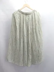 ◇ Θ natural couture ナチュラルクチュール ウエストゴム ロング プリーツ スカート サイズ F グリーン系 レディース E  【1411280041451】