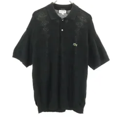LACOSTE ラコステ CLASSIC FIT 半袖 コットンニット ポロシャツ 3 ブラック メンズ 古着