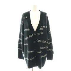 カルバンクライン CALVIN KLEIN オールオーバーロゴカーディガン ニット Vネック M ブラック ライトベージュ J219942 /DO ■OSのサムネイル