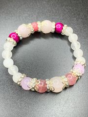 【在庫処分】二面ブレスレット　12/10/8ｍｍ　内周約16cm　【天然石】