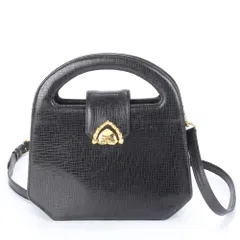 美品 ウンガロ レザー 2WAY ハンドバッグ ブラック 黒 ゴールド 金具 斜め掛け ショルダー 本革 ブランド レディース MMM CC20-3【中古】